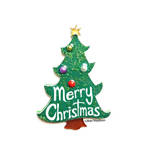 Merry Christmas Tree Brooch